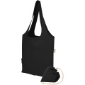 Складная хлопковая сумка из переработанного материала Madras Blend плотностью 140 г/м², сертифицированная по стандарту GRS, о, Черный