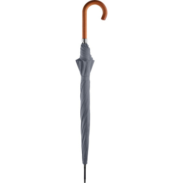 Автоматический зонт-трость FARE с деревянной ручкой-крюком с логотипом, серый – детальный вид 5