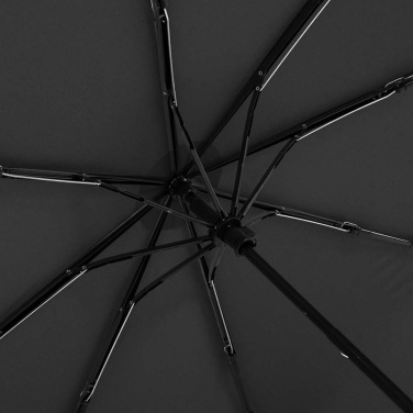 Складной зонт FARE ÖkoBrella с куполом из переработанного PET и деревянной ручкой с логотипом, чёрный (waterSAVE®) – детальный вид 4