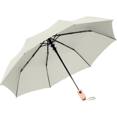 Складной зонт FARE® ÖkoBrella с деревянной ручкой с логотипом, натуральный белый (waterSAVE®) – детальный вид 2