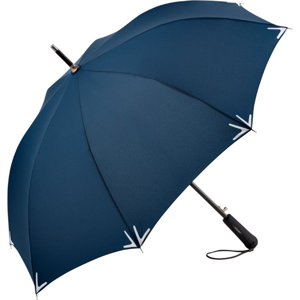 Автоматический зонт FARE Safebrella® со светодиодным фонариком и светоотражателями с логотипом, тёмно-синий – фото товара