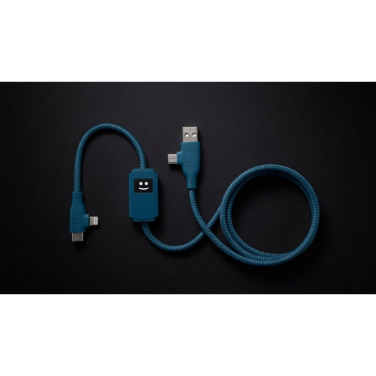 Тёмно-синий зарядный кабель Xoopar Allure с наконечниками USB-A, USB-C и Lightning