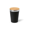 Дорожная кружка Don Travel Cup из нержавеющей стали с бамбуковой крышкой, 400 мл. Двойные стенки., Черный