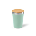 Дорожная кружка Don Travel Cup из нержавеющей стали с бамбуковой крышкой, 400 мл. Двойные стенки., Пастельно-зелёный