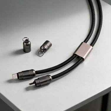 Кабель и ремешок для телефона Marconi 2-в-1 из rPET. USB-C — USB-C. Быстрая зарядка 60 Вт., изображение товара (4)