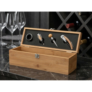 Бамбуковый винный набор, 4 предмета, винная коробка, изображение товара (2)