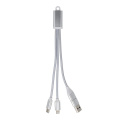 Зарядный кабель 2-в-1: USB-A/C — USB-C и Lightning, алюминиевый корпус., серебро
