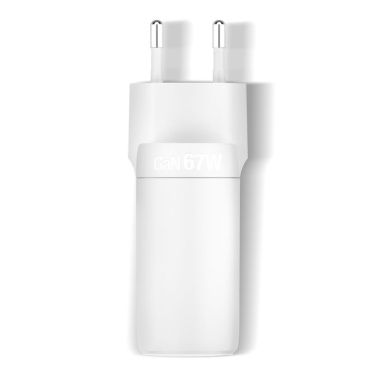 Быстрое зарядное устройство для ноутбука Fresh 'n Rebel мощностью 67 Вт, GaN, USB-C и USB-A, светло-серый, изображение товара (2)