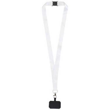 Addie сублимационный шнурок с держателем для телефона и предохранительным устройством – сплошной черный / Белый, 10mm, изображение товара (3)