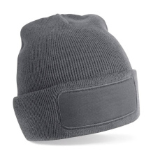 Шапка-бини с оригинальной нашивкой из переработанных материалов, Графитово-серый