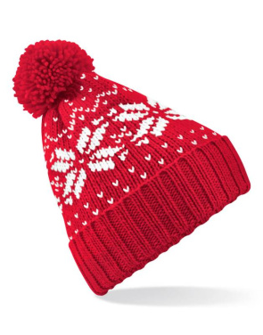 Шапка Fair Isle Snowstar®, Классический красно-белый – Beechfield (2)