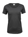 Женская эластичная футболка, цвет: тёмно-серый, Темно-серый