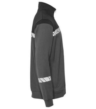 7102 1/2 ZIP 9910-VIZ – свитшот, Серый/Черный - ProJob (3)