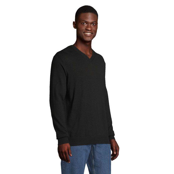 SULLIVAN MEN V-NECK SWEATER, Глубокий черный, 4XL, изображение товара (1)