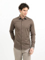 IB132 Interlock Knit Slim Fit – рубашка (для мужчин), Орехово-коричневый
