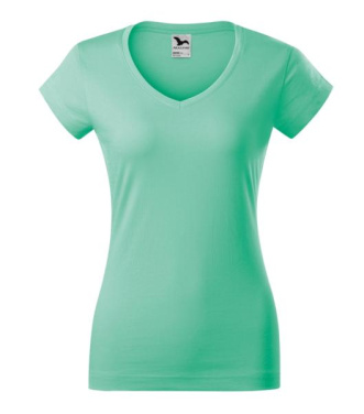 MALFINI Fit V-neck – Футболка женская, мятный, XS, изображение товара (2)