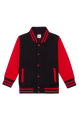 Детская толстовка Just Hoods в стиле университетской формы, Black - Fire Red