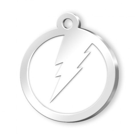 Круглая желтая бирка с именем питомца в виде молнии, изображение товара (1)