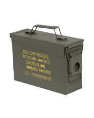 Американский ящик для патронов, стальной, M19A1 калибр .30, оливково-зеленый.