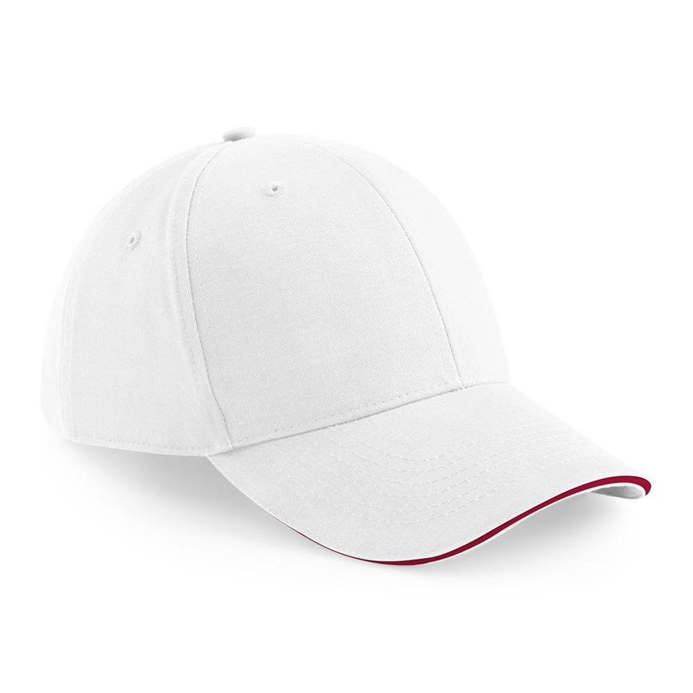 Beechfield B20 бейсболка - белый / красный (Classic Red) (1)