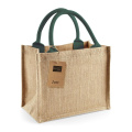 Westford Mill W412 джутовая подарочная сумка, натуральный / тёмно-зелёный (Forest Green)