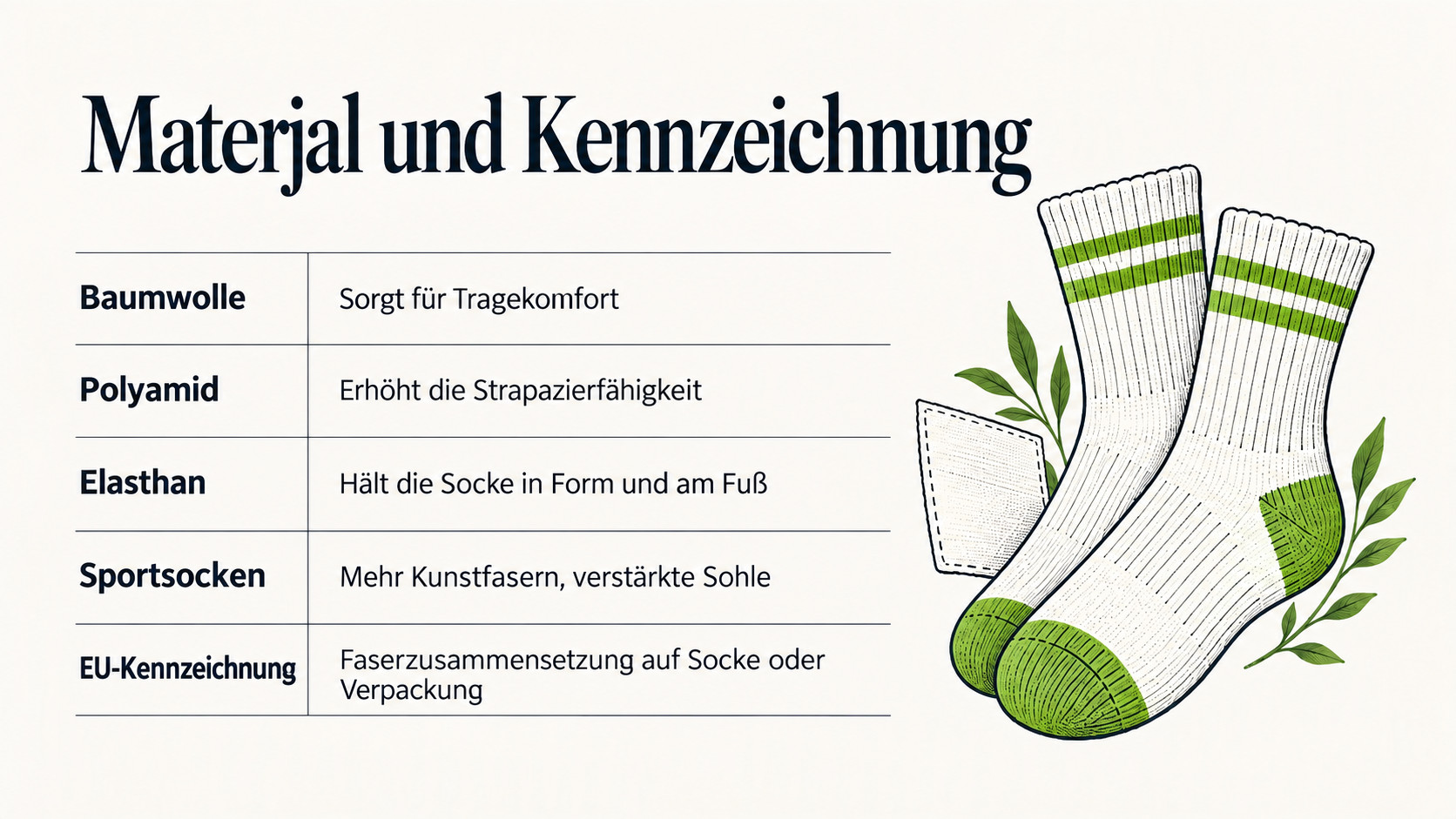 Material und Kennzeichnung: Worauf zu achten ist – Übersichtsdiagramm