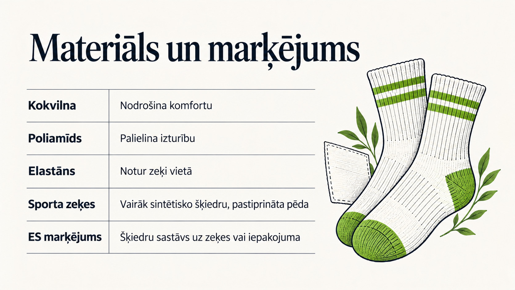 Materiāls un marķējums: kam pievērst uzmanību — pārskata diagramma
