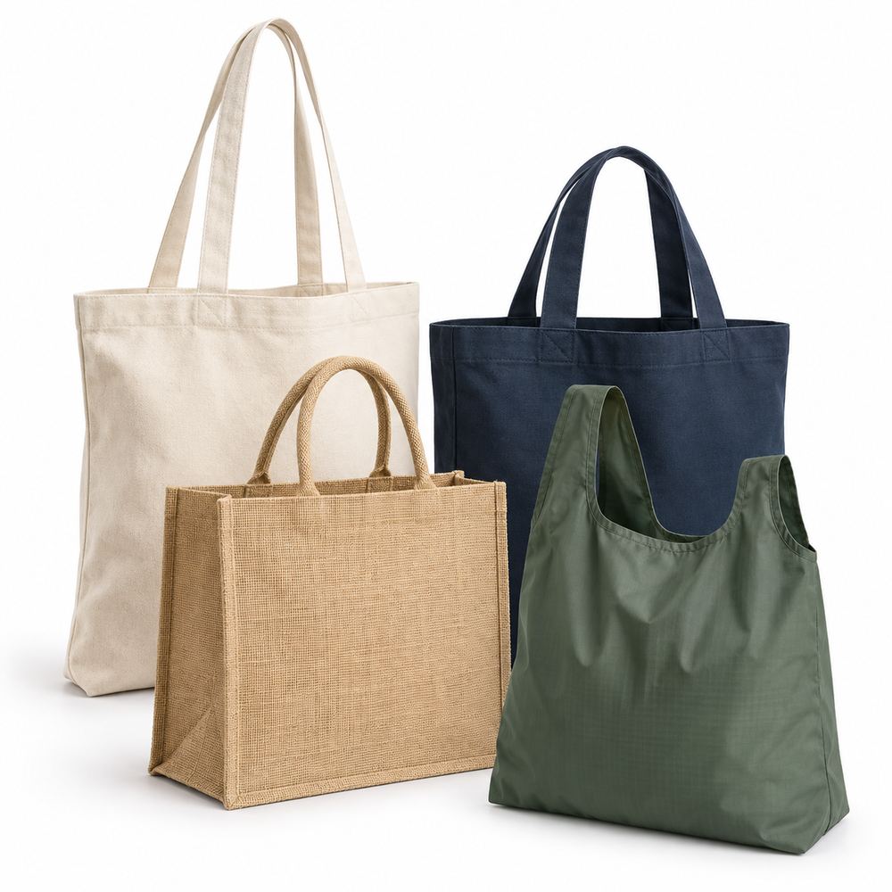 Sacs de courses personnalisés : coton, toile, jute et sac pliable vert Sacs de courses personnalisés : coton, toile, jute et sac pliable vert