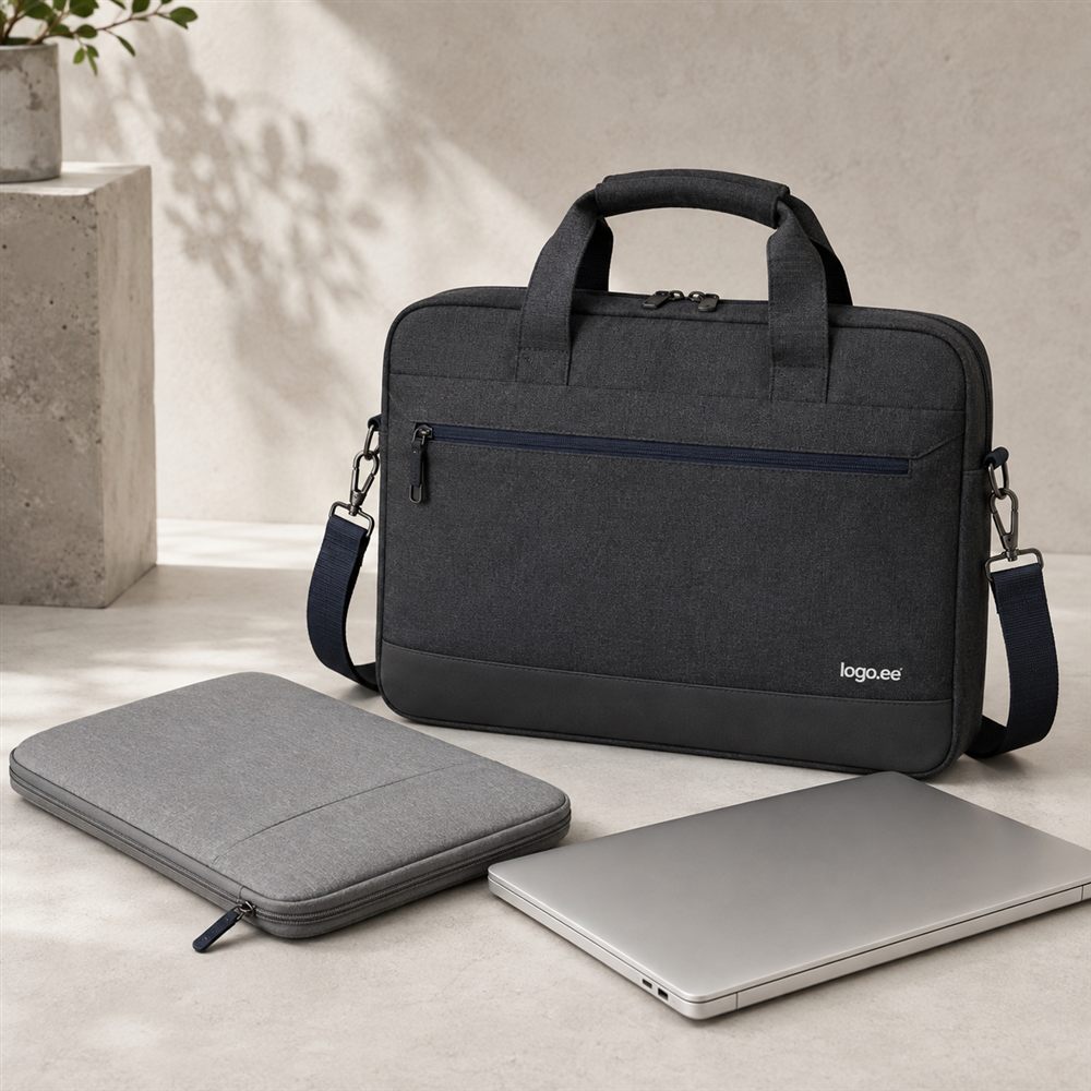 Schwarze und graue Laptoptasche – Illustration