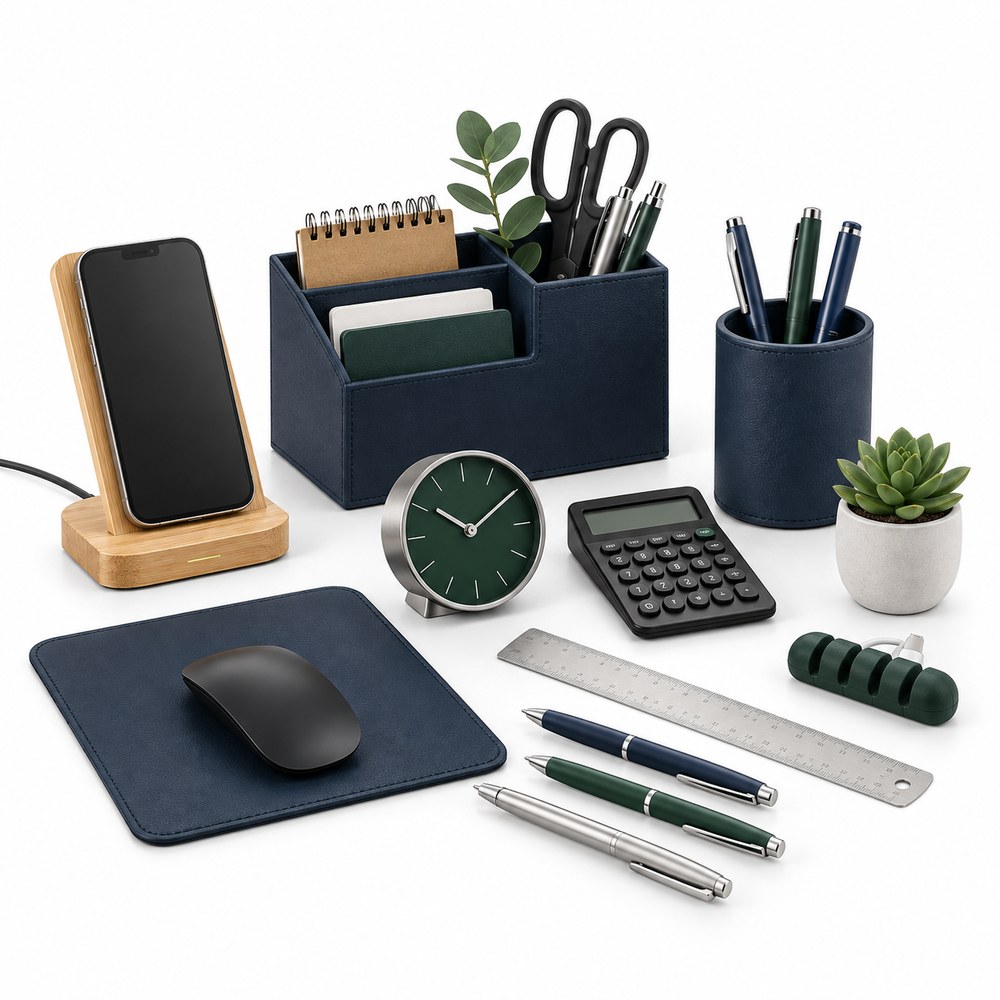 Accessoires de bureau personnalisés – organiseurs, supports de téléphone et chargeurs sans fil