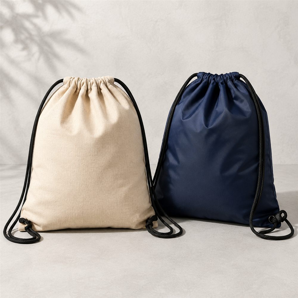 Sacs de sport à cordon beige et bleu marine – illustration