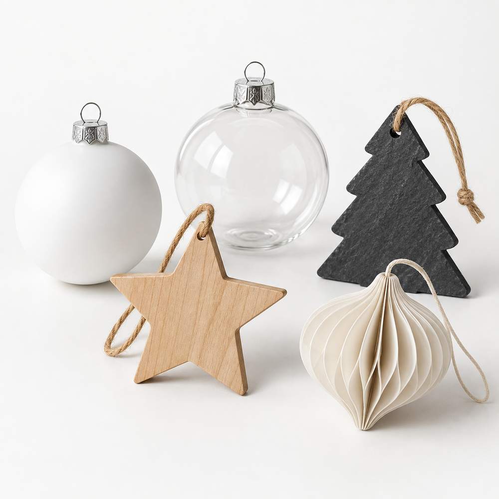 Décorations de Noël à votre logo : boules et ornements de différentes matières
