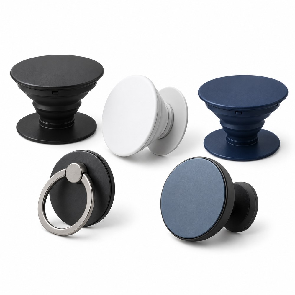 Poignées de téléphone à votre logo | Logo.ee Sélection illustrative de poignées extensibles et supports de téléphone de type PopSocket à votre logo | Logo.ee