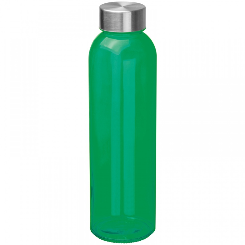 : Drickflaska av glas med tryck, grön