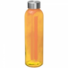Drickflaska av glas med tryck, orange