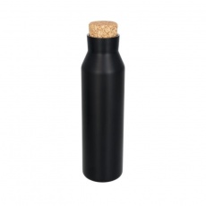 Fornnordiska vakuumisolerad flaska i koppar med kork, svart