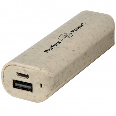 Yoko 1 200 mAh powerbank i vetehalm med logotyp – detaljvy 3
