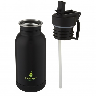 Lina 400 ml sportflaska i rostfritt stål med sugrör och bärögla med logotyp – detaljvy 3