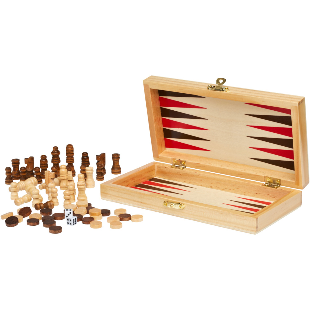 Mugo 3-i-1-spel i trä, Naturlig, färgvariant