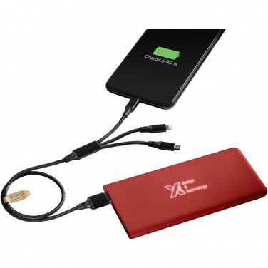 SCX.design P15 5 000 mAh powerbank med upplyst logotyp, röd – detaljvy 4
