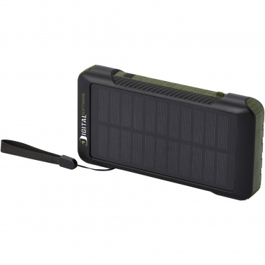 Soldy 10 000 mAh powerbank med solpanel och dynamo i återvunnen plast med logotyp – detaljvy 6