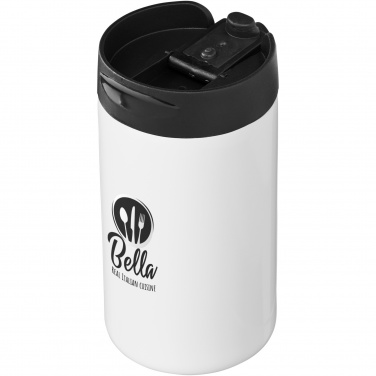 Mojave 250 ml isolerad termosmugg av återvunnet rostfritt stål med logotyp, Vit – detaljvy 4