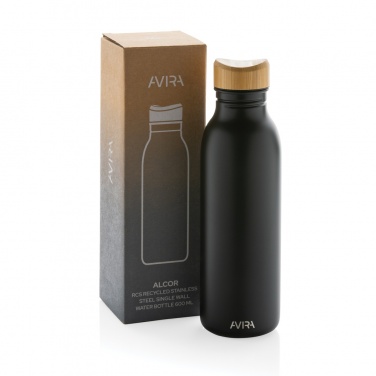 Avira Alcor RCS enkelväggig vattenflaska i återvunnet stål 600 ml, svart – detaljvy 12