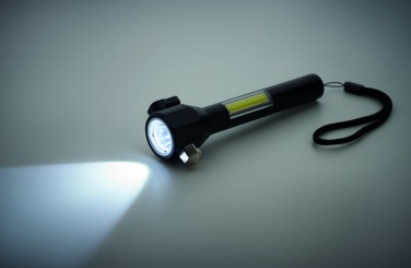 Logotrade profilprodukter bild: 3-i-1 aluminiumficklampa med nödhammare och säkerhetsbälteskniv, anpassningsbar med tryck