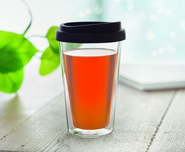 Dubbelväggigt borosilikatglas med silikonlock 350 ml – detaljvy 5
