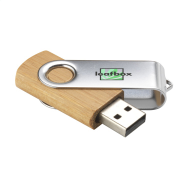 Logotrade presentreklam bild: USB Twist Bamboo från lager 32 GB