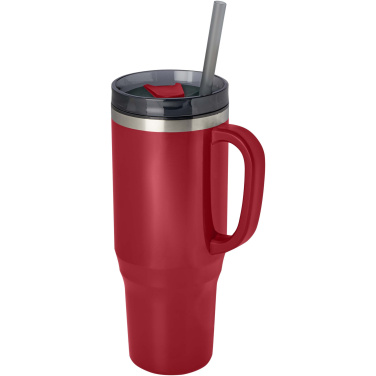 Melbourne 1200 ml RCS-certifierad isolerad mugg med sugrör, Röd – produktbild