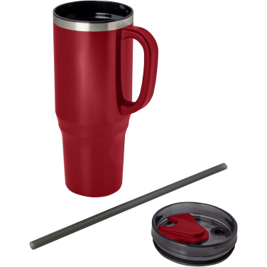 Melbourne 1200 ml RCS-certifierad isolerad mugg med sugrör, Röd – detaljvy 5