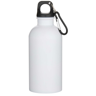Logotrade profilprodukter bild: Oregon 400 ml vattenflaska för sublimering i återvunnet RCS-certifierat rostfritt stål med enkelvägg och karbinhake