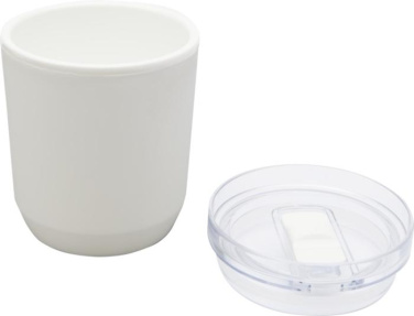 Hudson 180 ml dubbelväggig mugg av återvunnen plast, vit – detaljvy 3